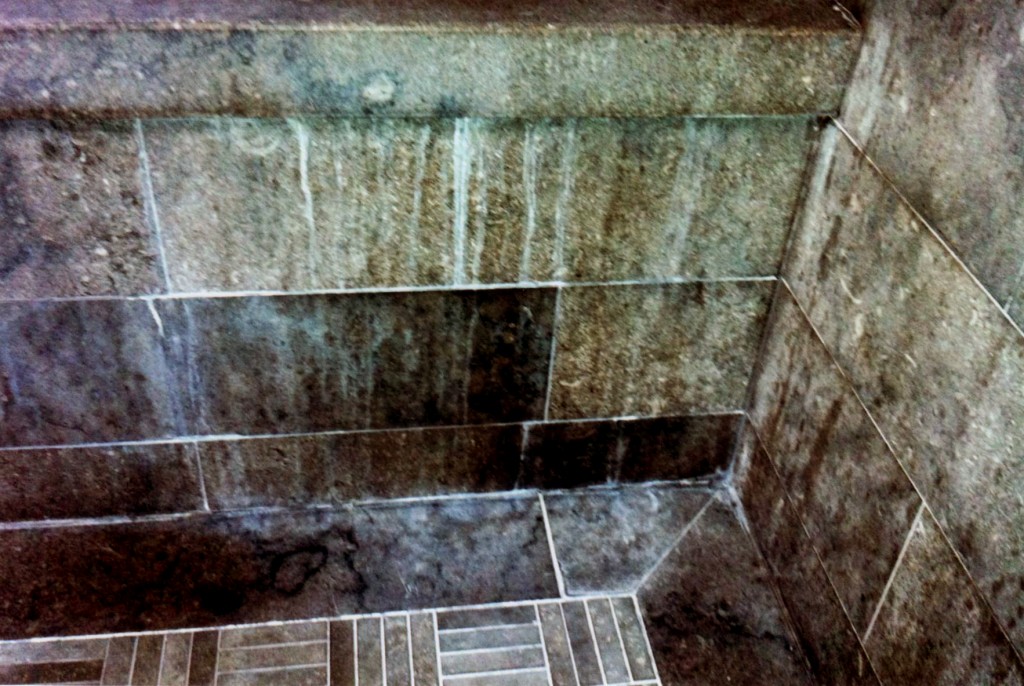Newport Beach Limestone Shower Before