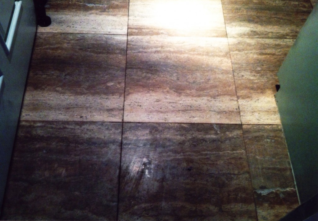 Newport Beach Polished Travertine Floor Before